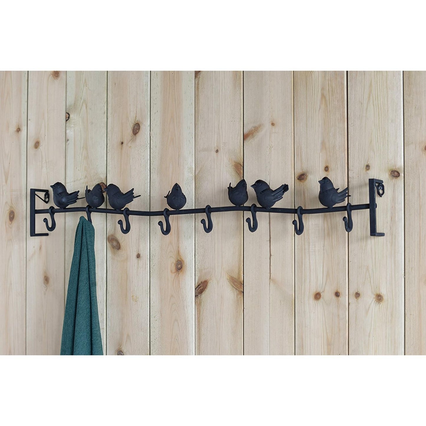 Modern Black Birds Eight Hook Wall Coat Hanger