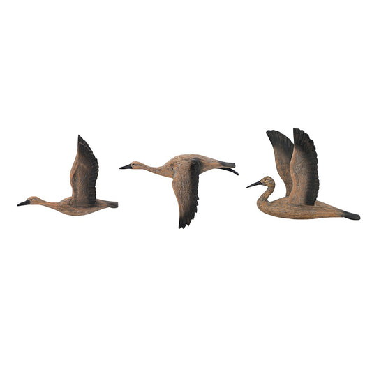 Set of Three Flying Geese Carved Wood 3D Wall Art