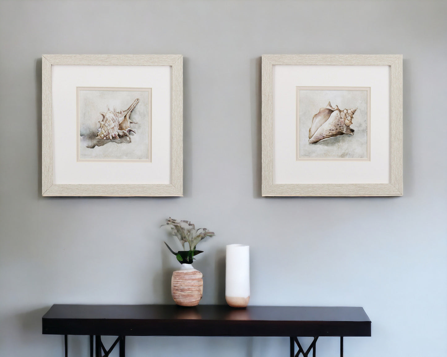 Set of Two Conch Shell Watercolor Wall Art