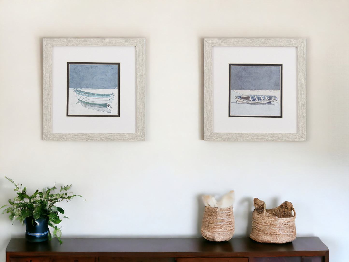 Set of Two Boats Watercolor Wall Art