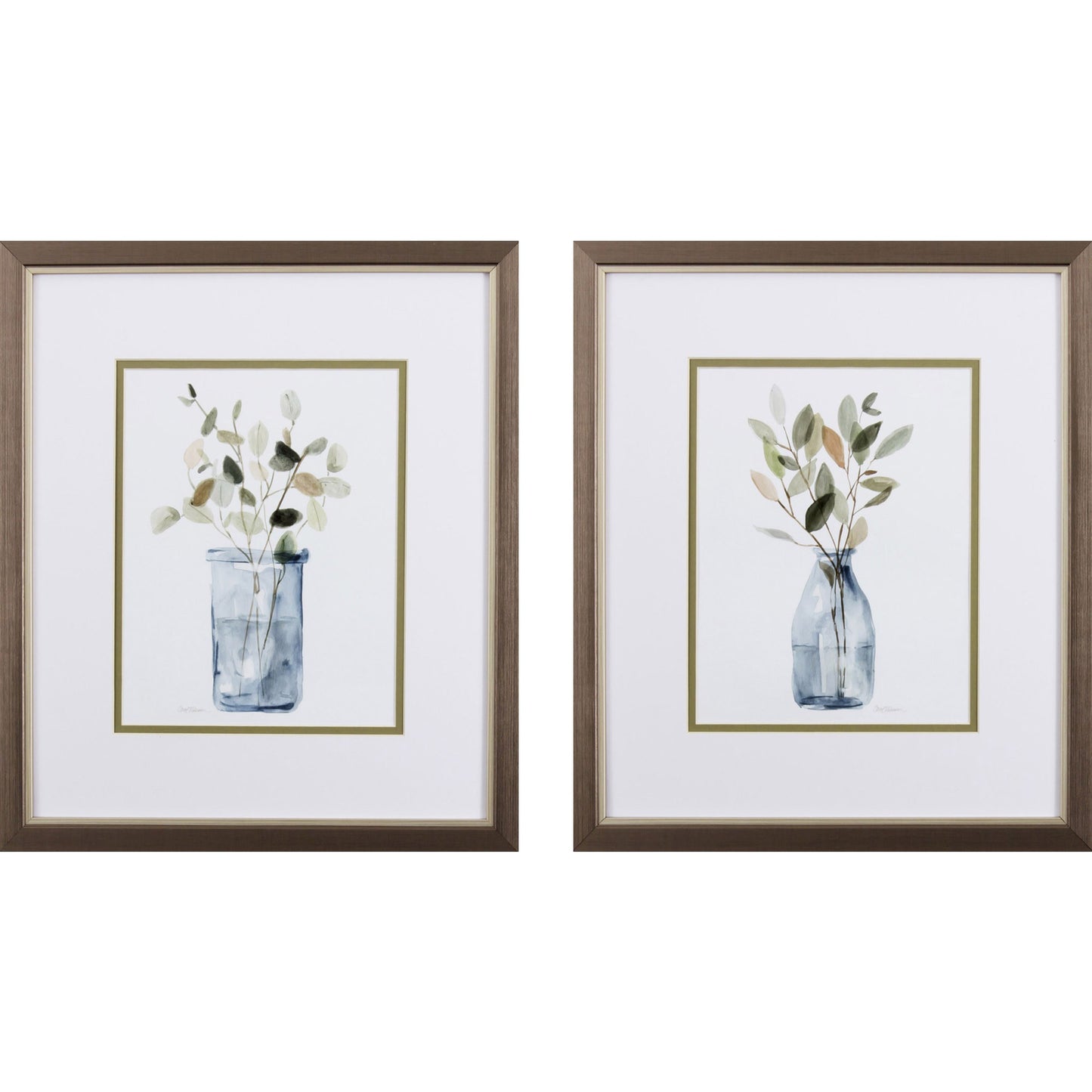 Set of Two Neutral Color Plants Watercolor Wall Art