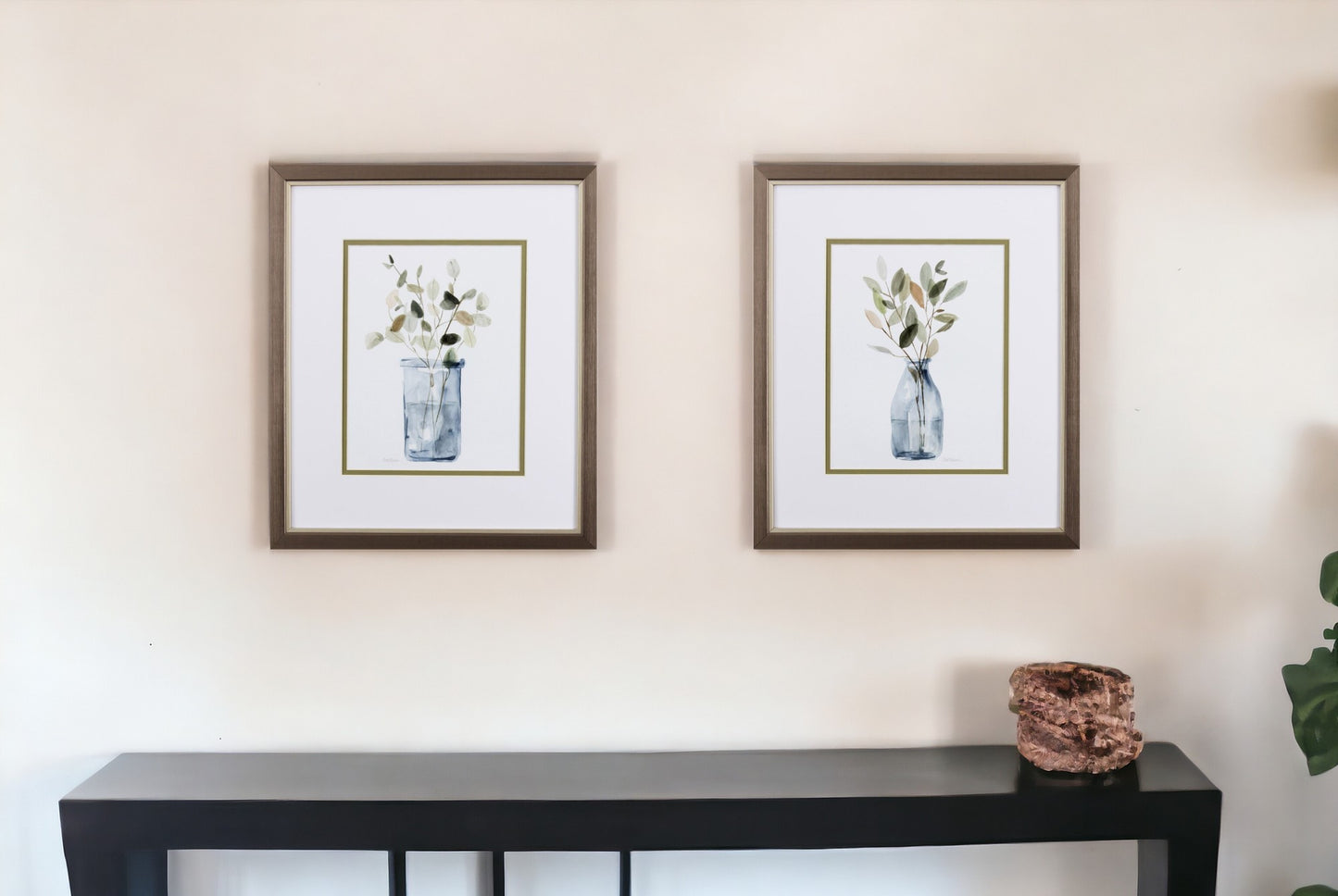 Set of Two Neutral Color Plants Watercolor Wall Art