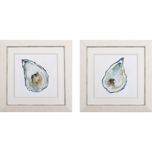 Set of Two Oysters Watercolor Framed Wall Art