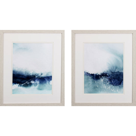 Set of Two Ocean Wave Watercolor Wall Art