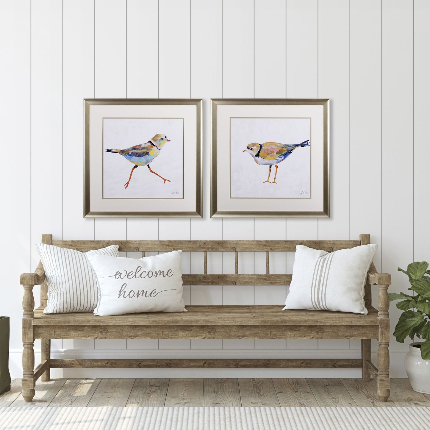 Set of Two Colorful Beach Birds Wall Art