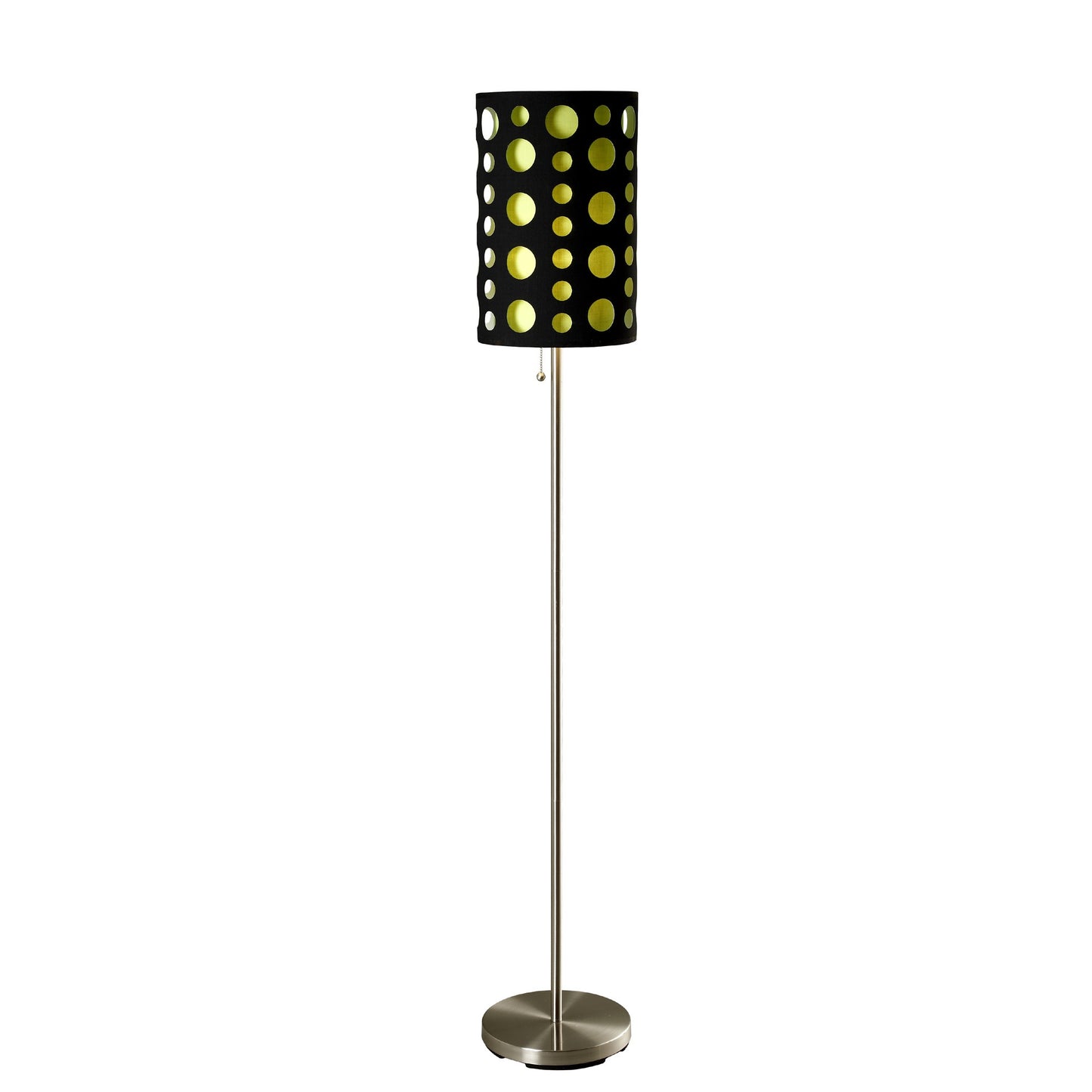 66" Steel Novelty Floor Lamp With Black And Green Drum Shade