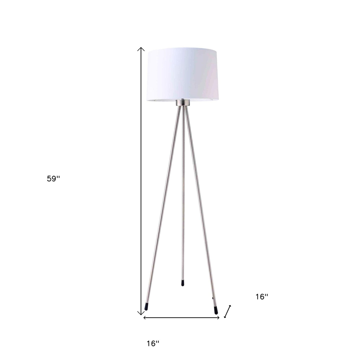 59" White Tripod Floor Lamp With White Drum Shade