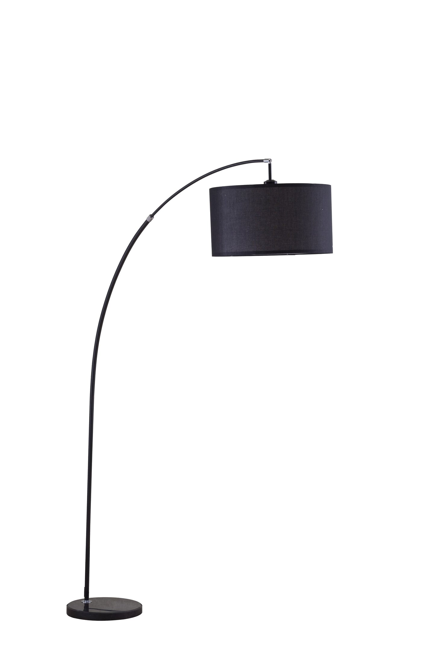 86" Sleek Black Arc Floor Lamp With Black Drum Shade