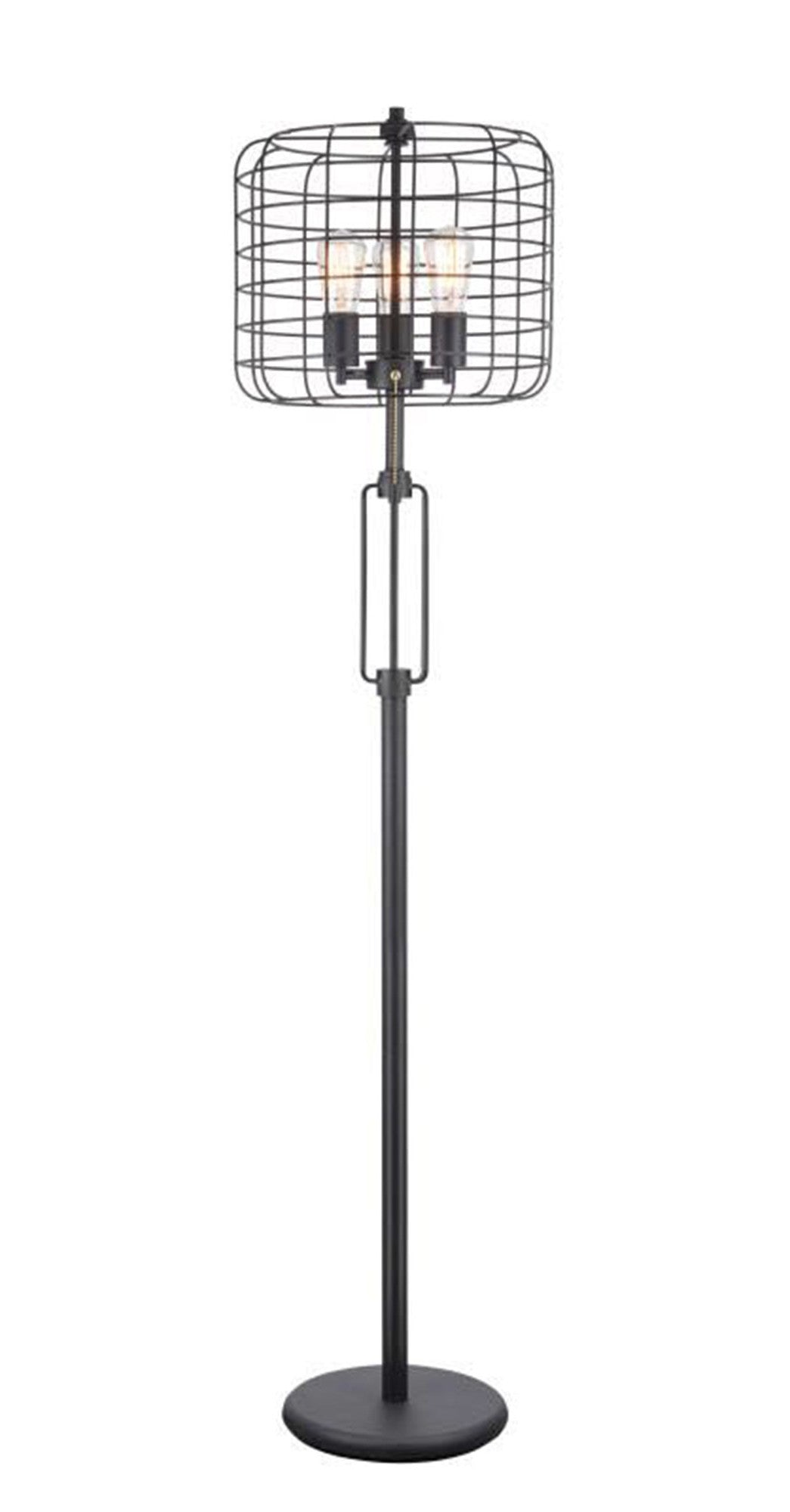 63" Black Three Lights Novelty Floor Lamp With Black Novelty Shade