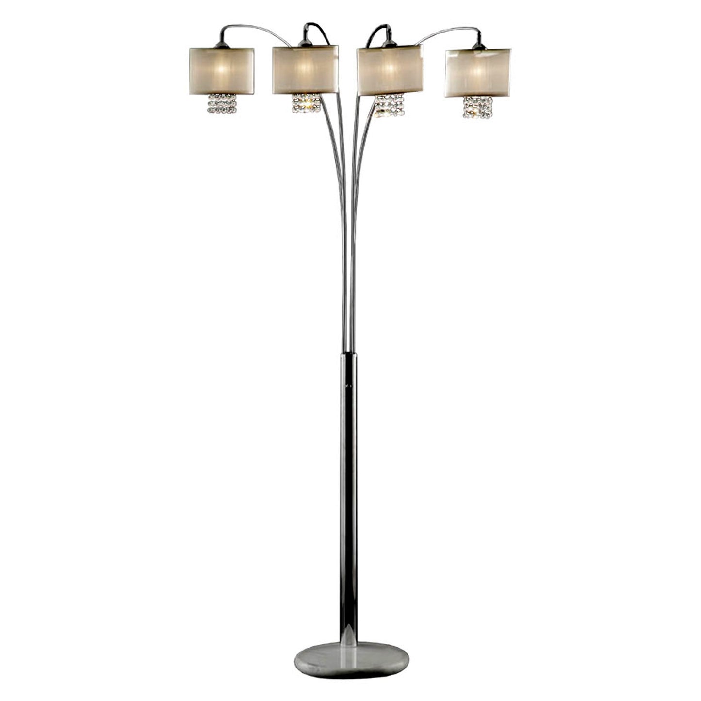 88" Steel Four Light Arched Floor Lamp With Silver Drum Shade