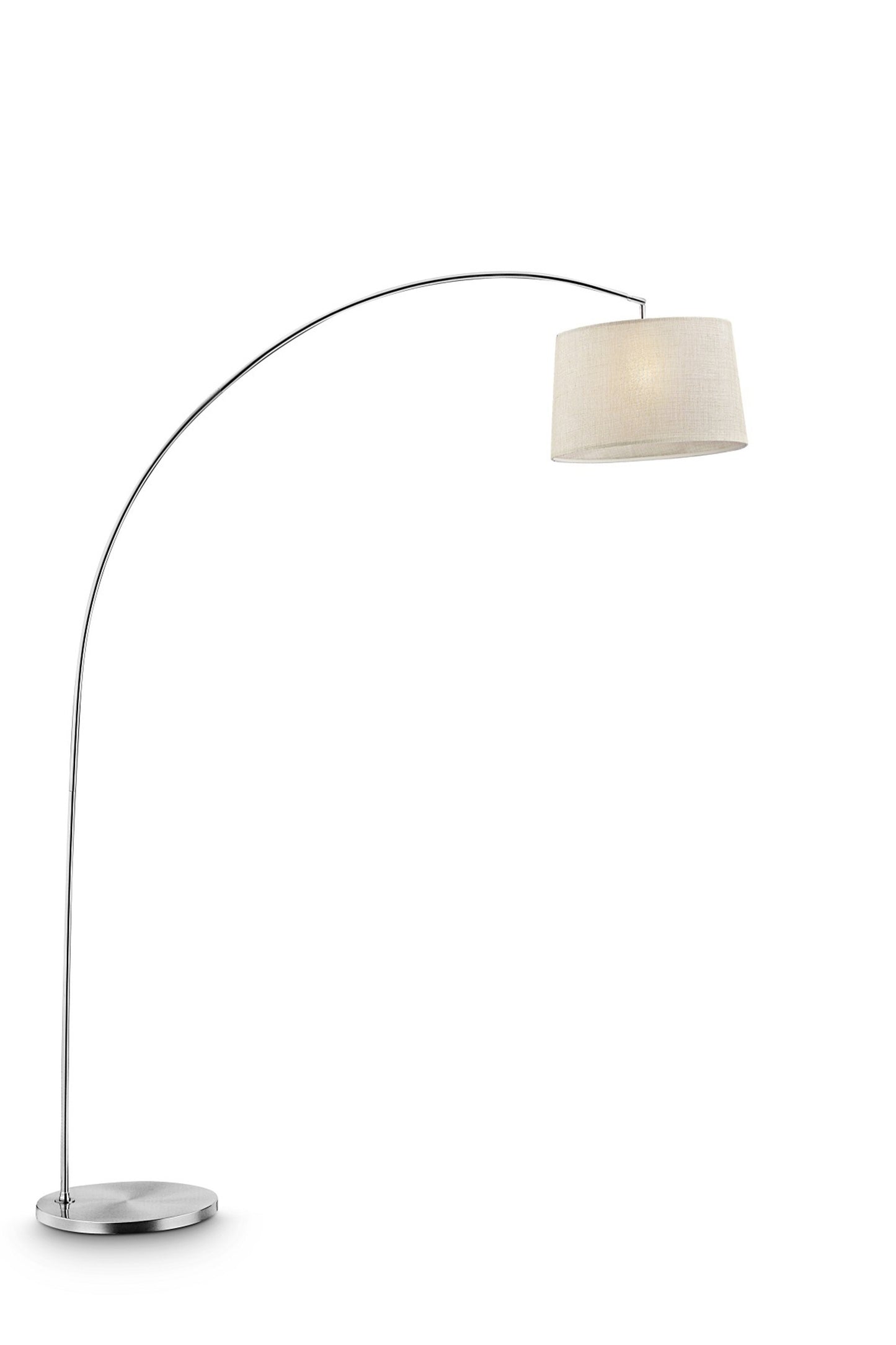 85" Steel Adjustable Arched Floor Lamp With White Drum Shade