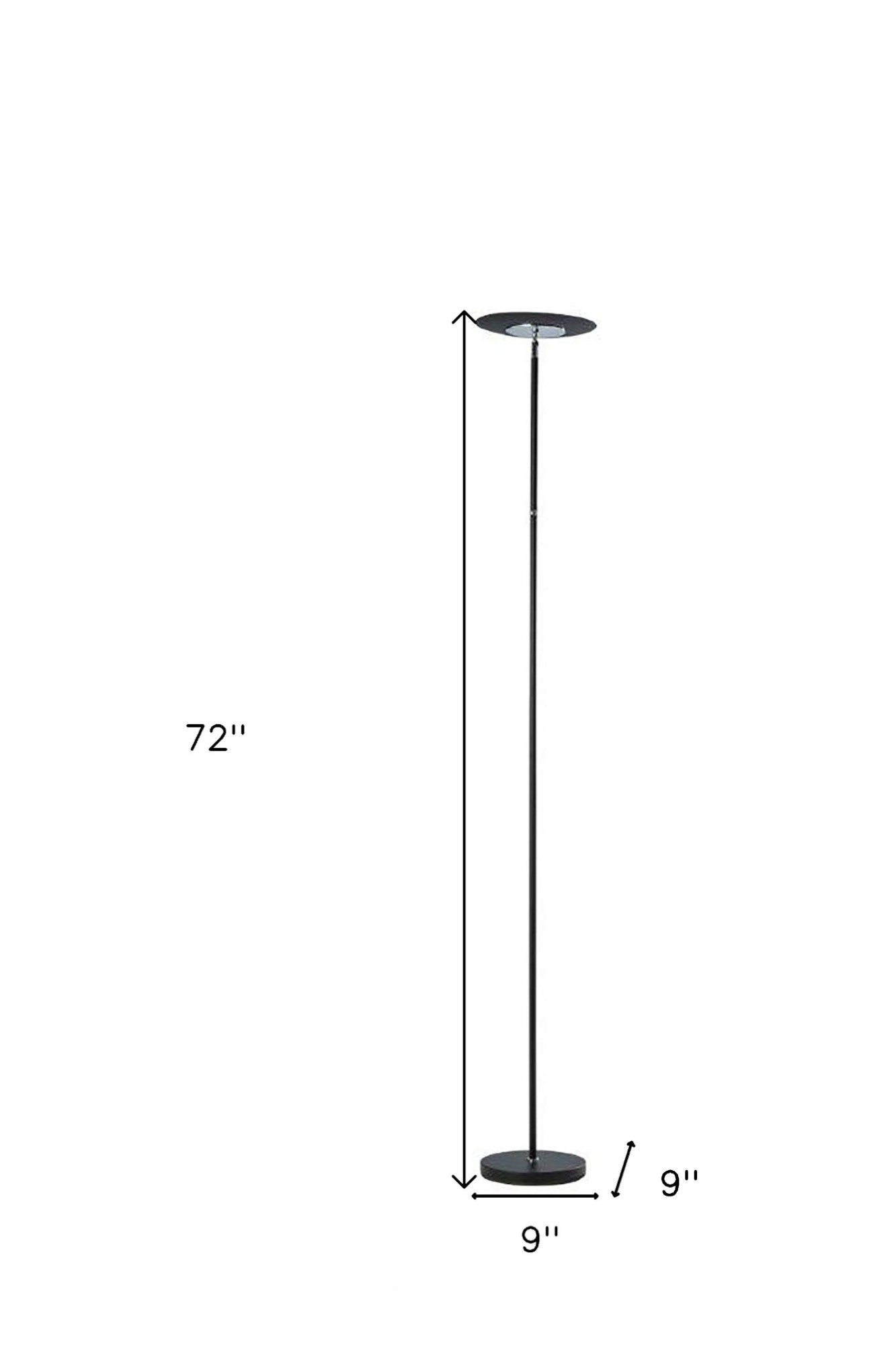 72" Black LED Torchiere Floor Lamp With Bowl