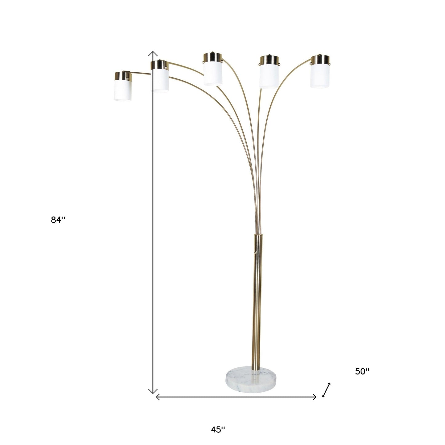 Five Light Gold Metal Floor Lamp