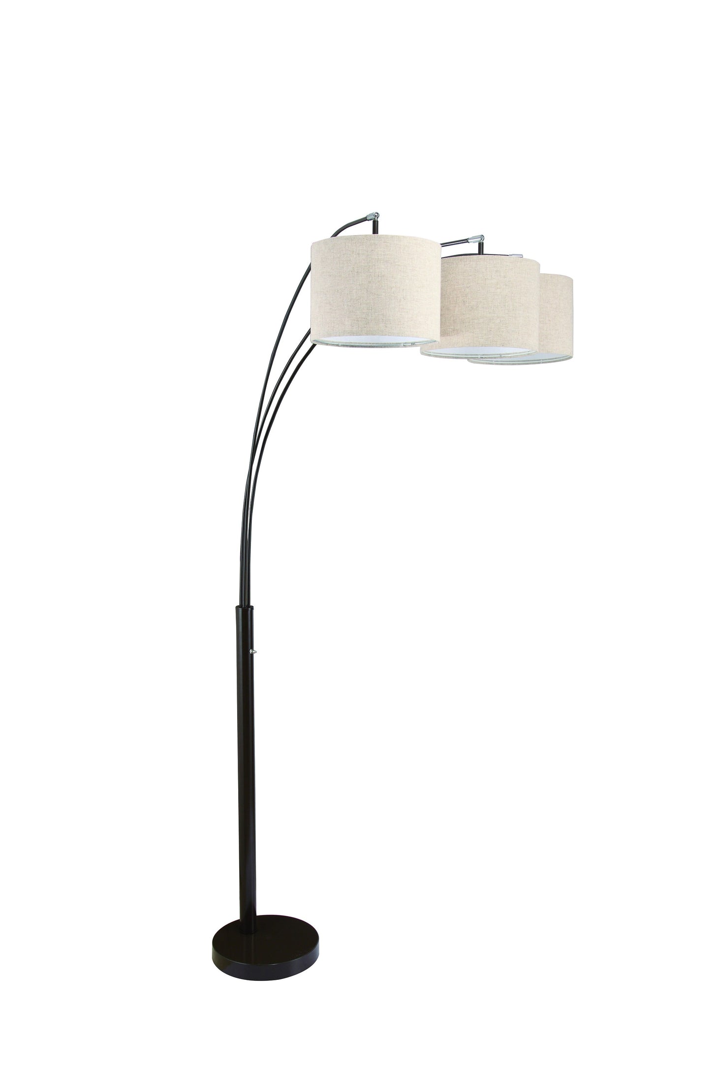 84" Beige And Espresso Brown Three Lights Tree Floor Lamp With Beige Drum Shade