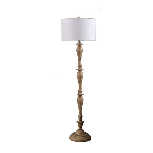 62" Rustic Taupe Cream Straight with Curves Floor Lamp With White Shade