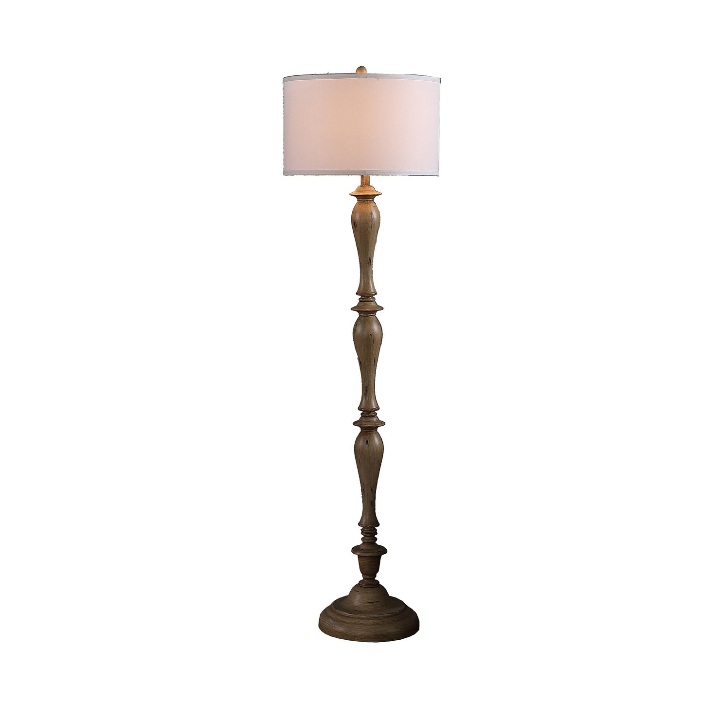 62" Rustic Taupe Cream Straight with Curves Floor Lamp With White Shade