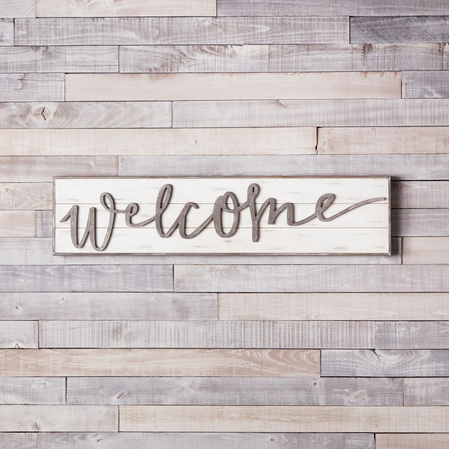 White Solid Wood Welcome Wall Decor