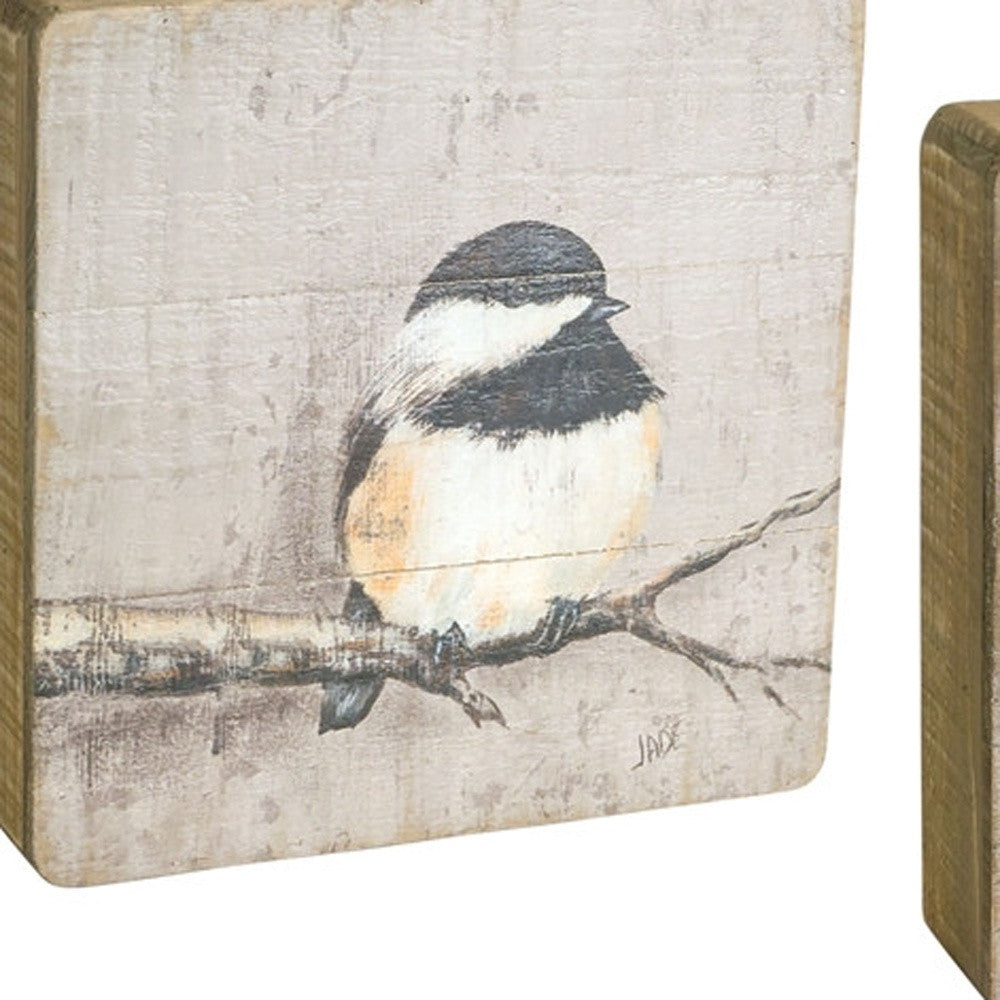 Set Of Four Brown Solid Wood Bird Wall Decor