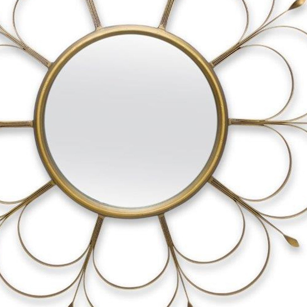 24" Gold Flower Iron Framed Accent Mirror