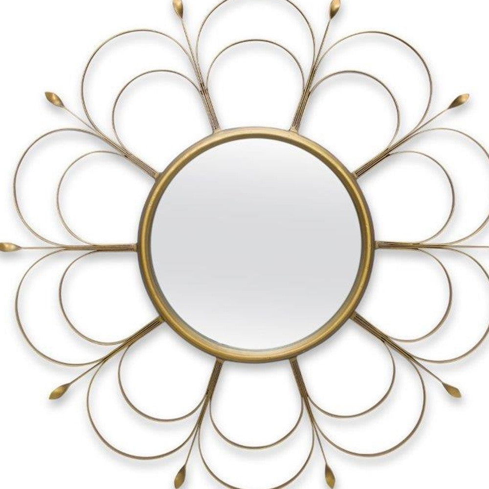 24" Gold Flower Iron Framed Accent Mirror