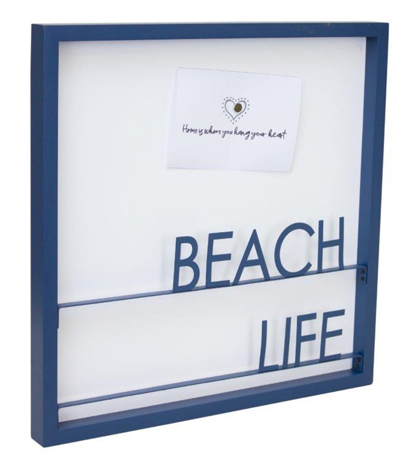 16" X 16" Blue Beach Life Wood and Metal Wall Decor