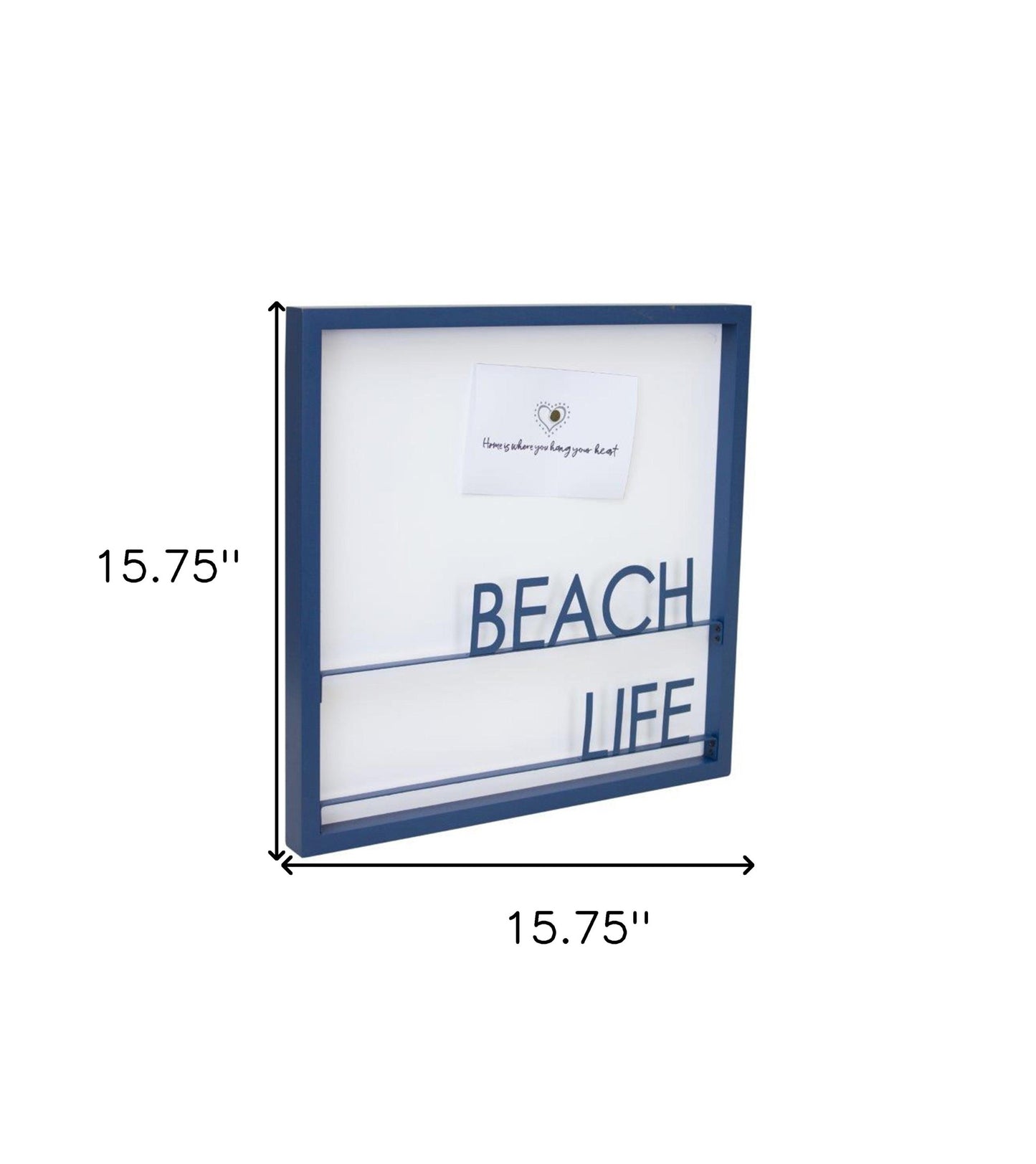 16" X 16" Blue Beach Life Wood and Metal Wall Decor