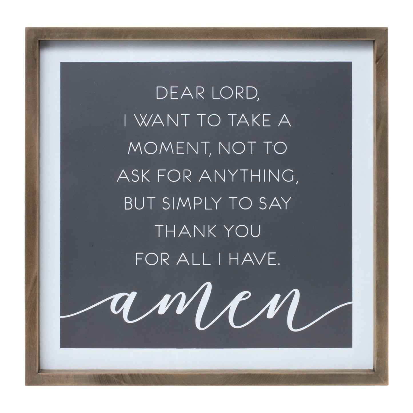 20" X 20" Gray and White Thankful Prayer Wall Decor