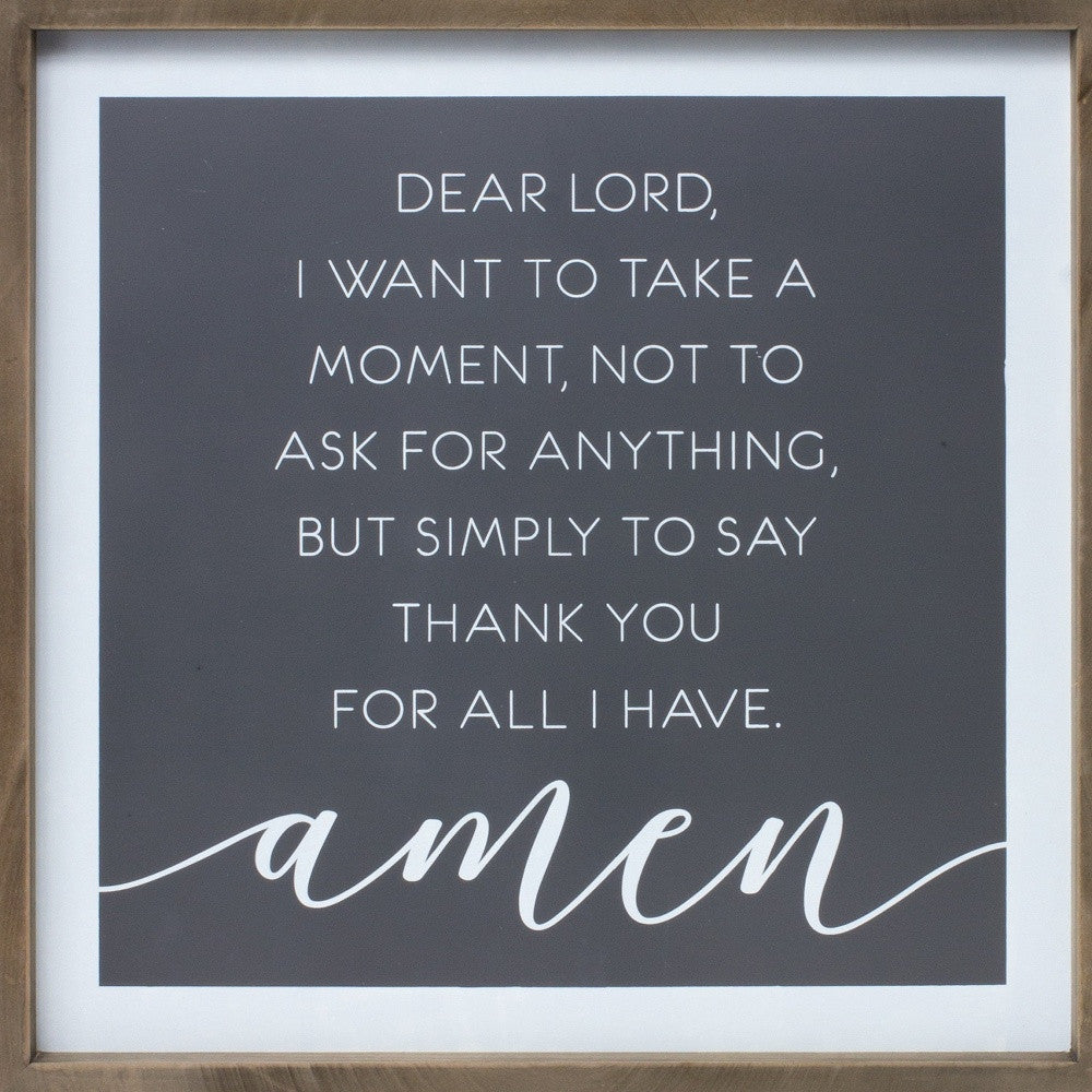 20" X 20" Gray and White Thankful Prayer Wall Decor