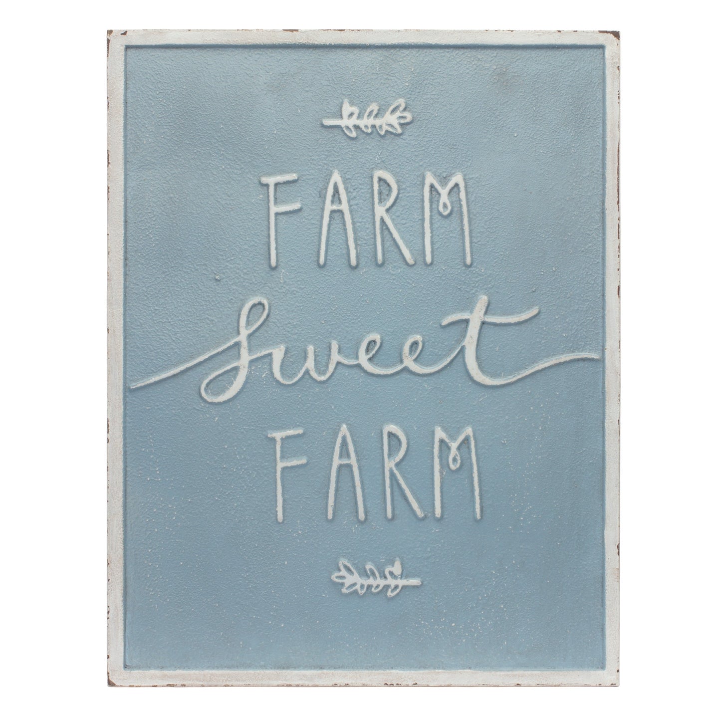 Set of Two 18" X 14" Blue and White Farm Sweet Farm Metal Wall Decor