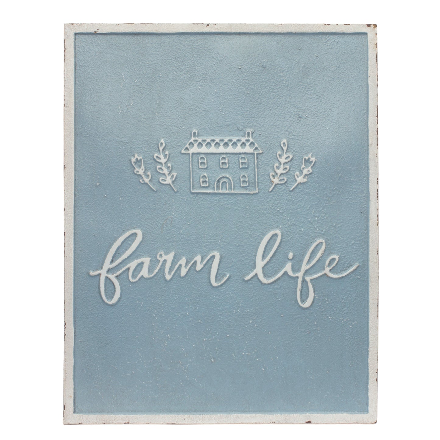 Set of Two 18" X 14" Blue and White Farm Sweet Farm Metal Wall Decor