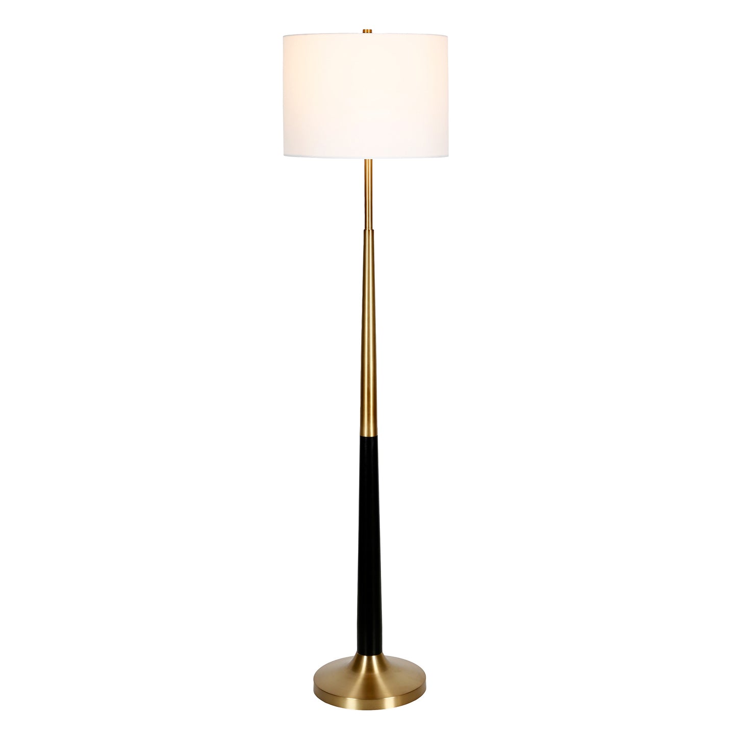 60" Black Traditional Shaped Floor Lamp With White Frosted Glass Drum Shade