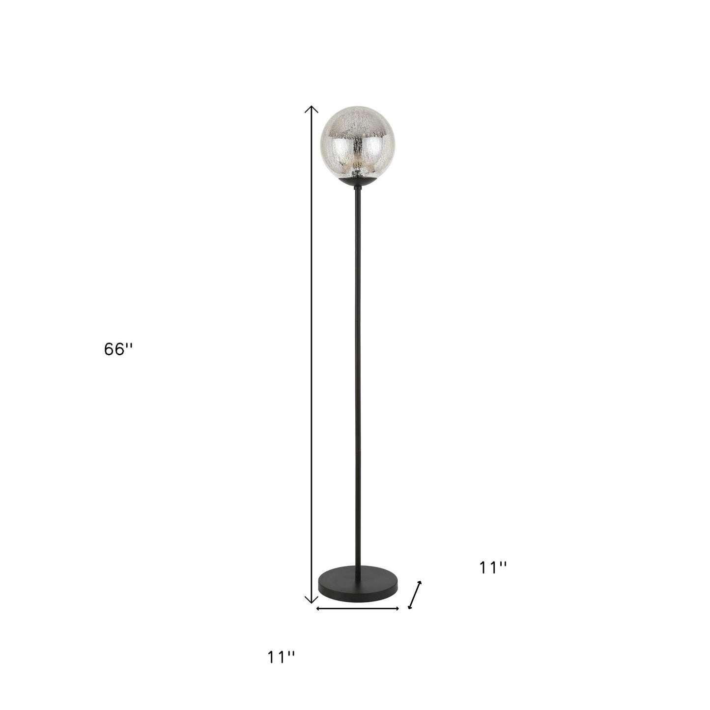 66" Black Novelty Floor Lamp With Clear Transparent Glass Globe Shade