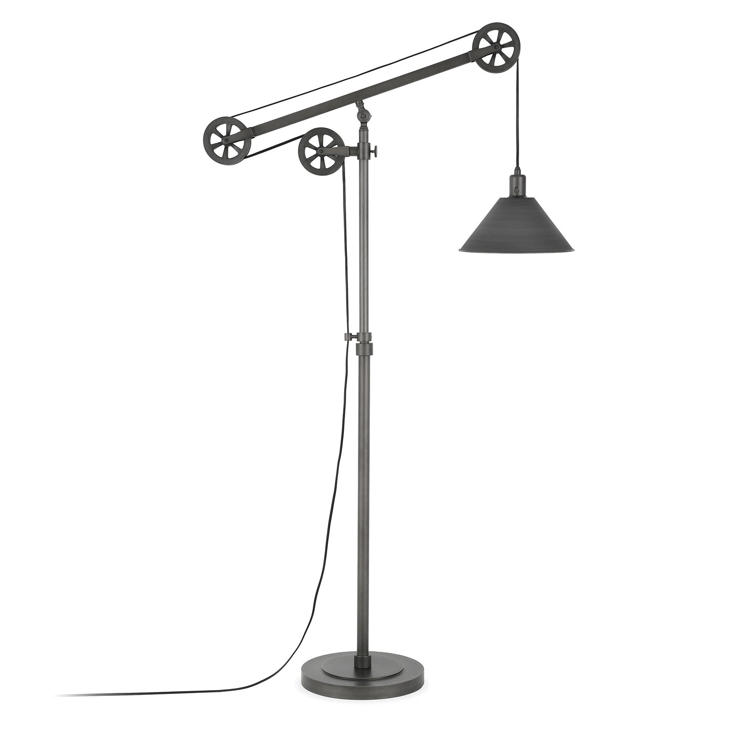 70" Steel Reading Floor Lamp With Silver Cone Shade