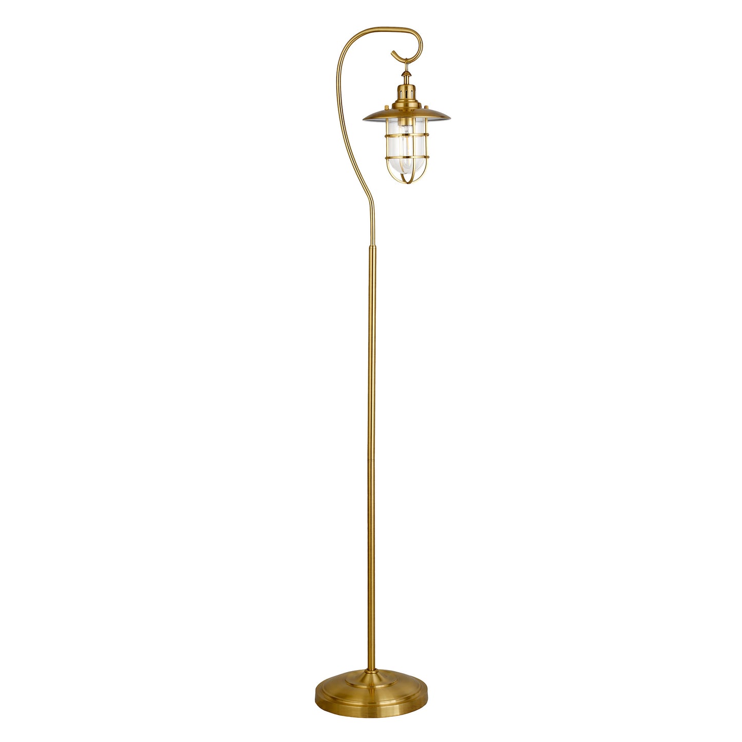 63" Brass Arched Floor Lamp With Clear Transparent Glass Globe Shade