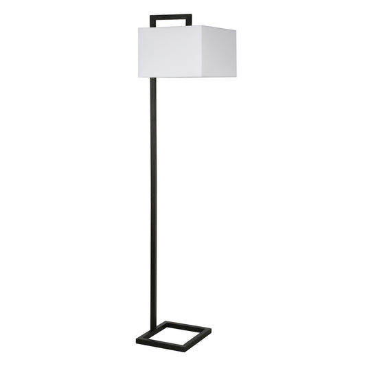 68" Black Floor Lamp With White Frosted Glass Rectangular Shade