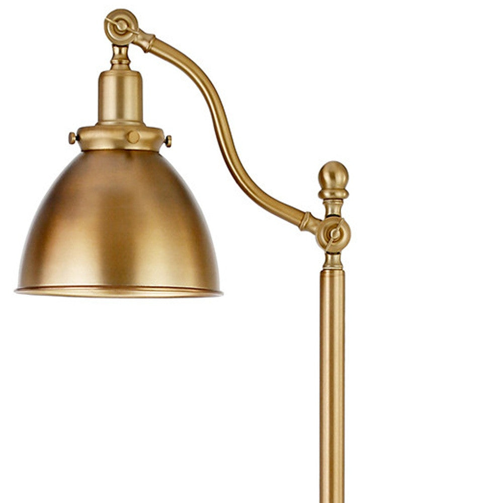 65" Brass Swing Arm Floor Lamp With Brass No Pattern Cone Shade