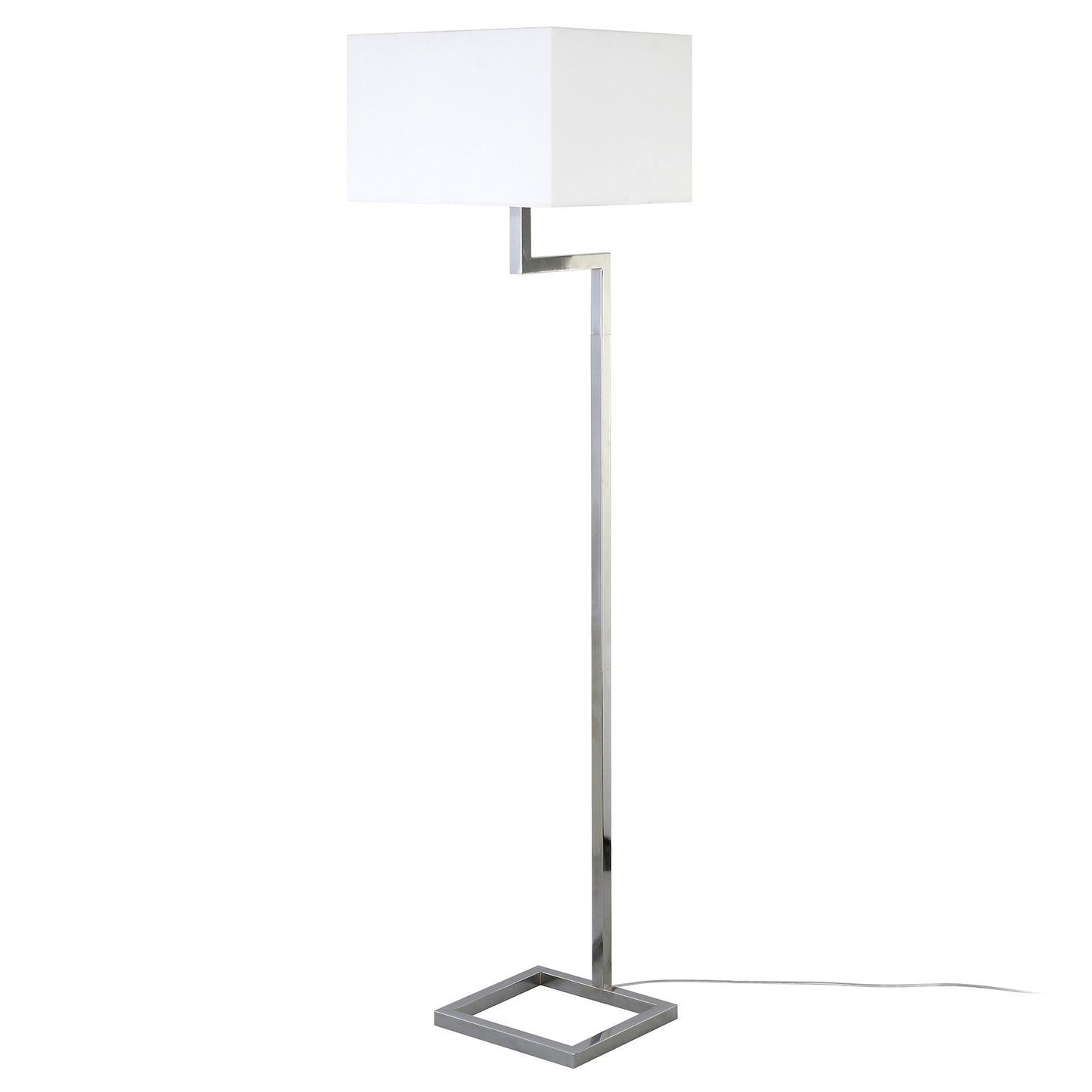 64" Nickel Floor Lamp With White Frosted Glass Rectangular Shade