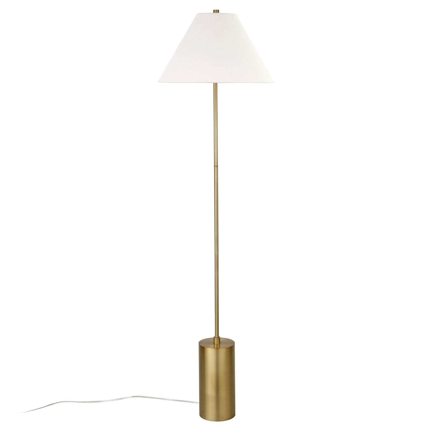 64" Brass Traditional Shaped Floor Lamp With White Frosted Glass Empire Shade