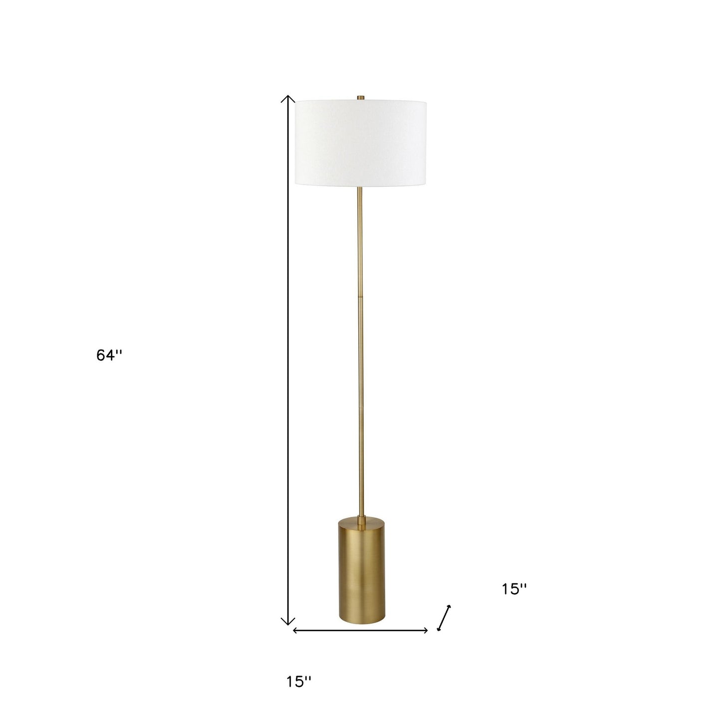 64" Brass Traditional Shaped Floor Lamp With White Frosted Glass Empire Shade