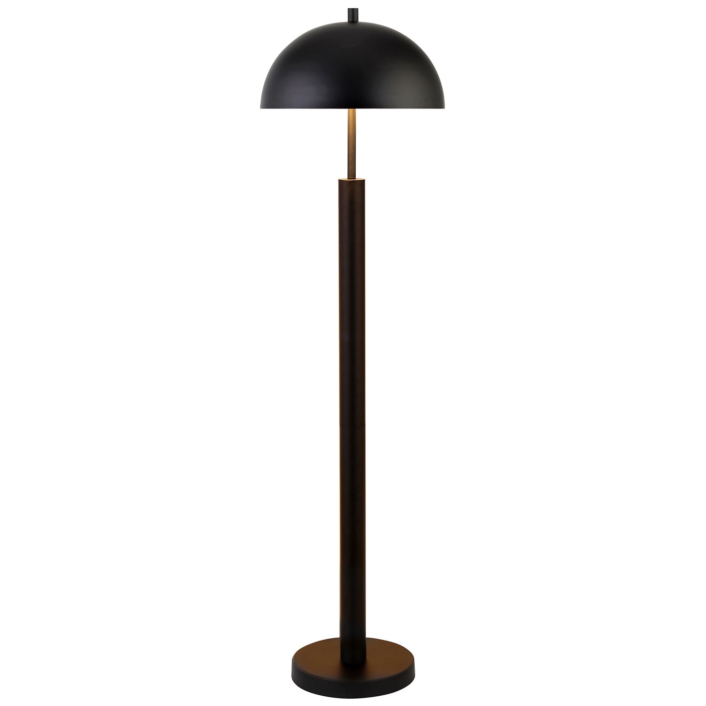 58" Black Traditional Shaped Floor Lamp With Black Dome Shade