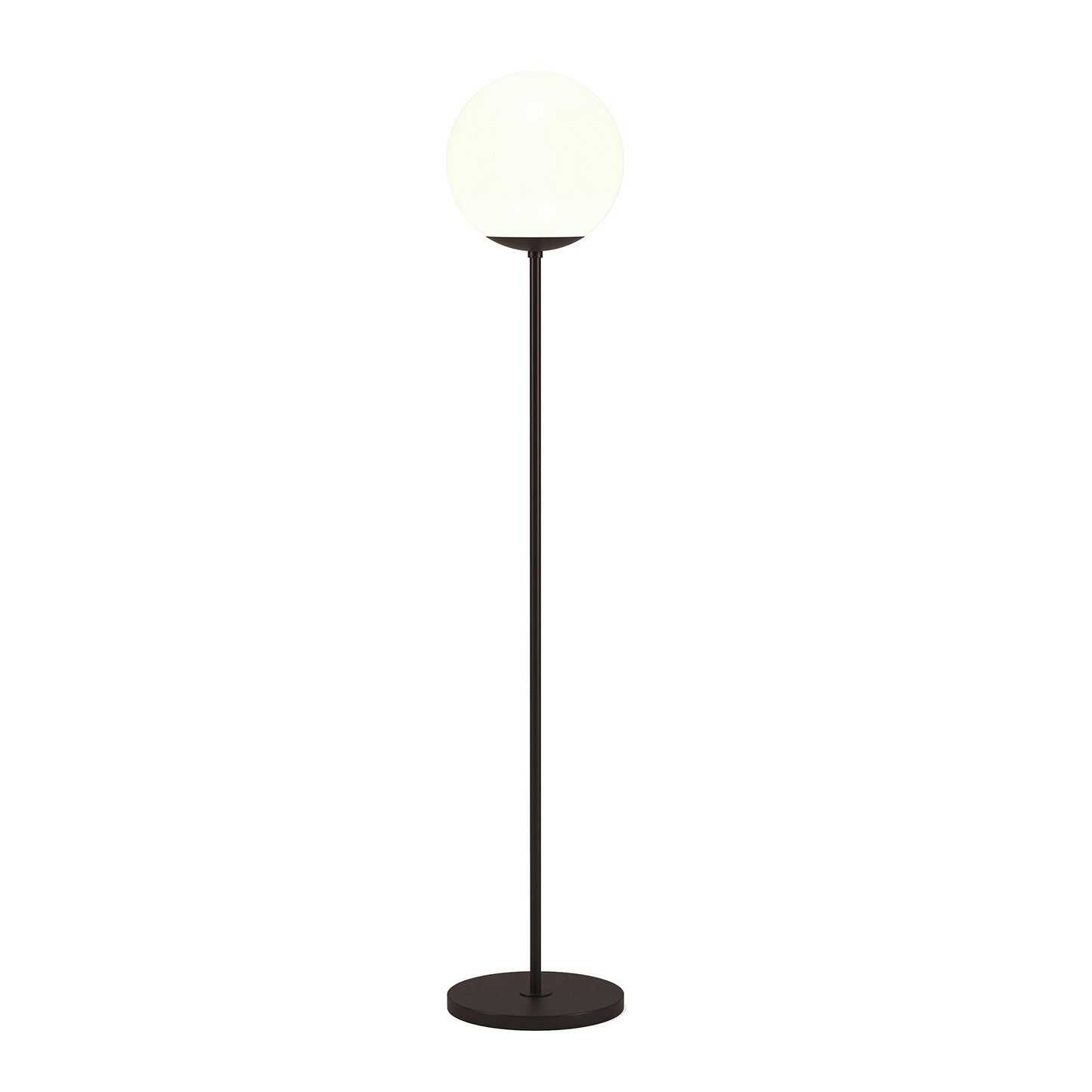 62" Black Novelty Floor Lamp With White Frosted Glass Globe Shade