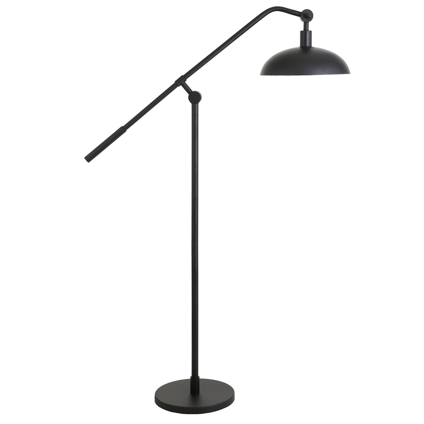 62" Black Reading Floor Lamp With Black Dome Shade