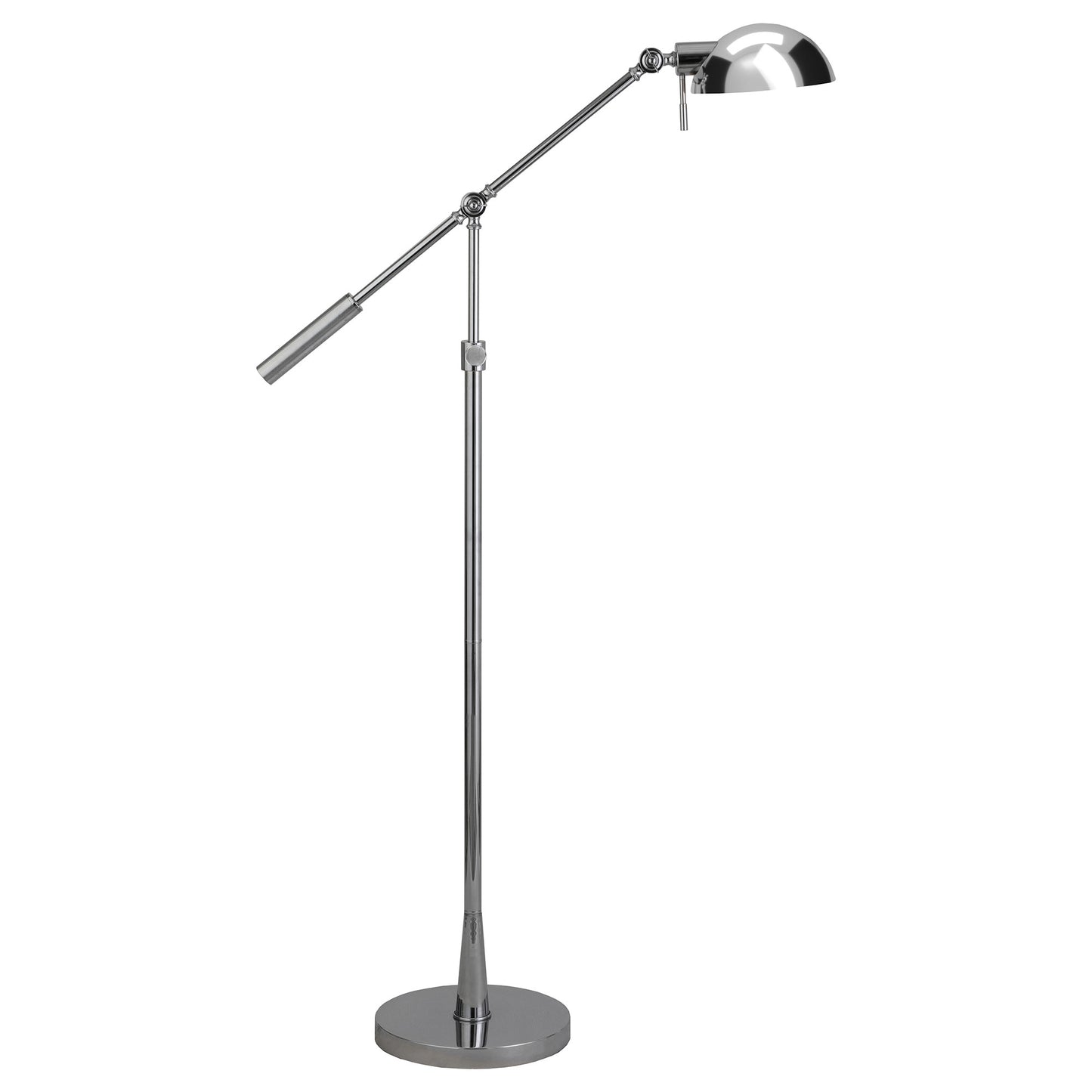 61" Nickel Adjustable Swing Arm Floor Lamp With Nickel No Pattern Cone Shade