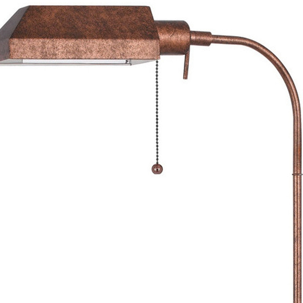 57" Rusted Adjustable Traditional Shaped Floor Lamp With Rust Square Shade