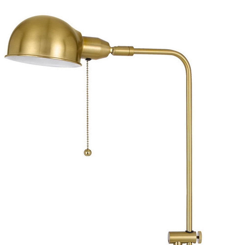 58" Brass Adjustable Floor Lamp With Bronze Dome Shade