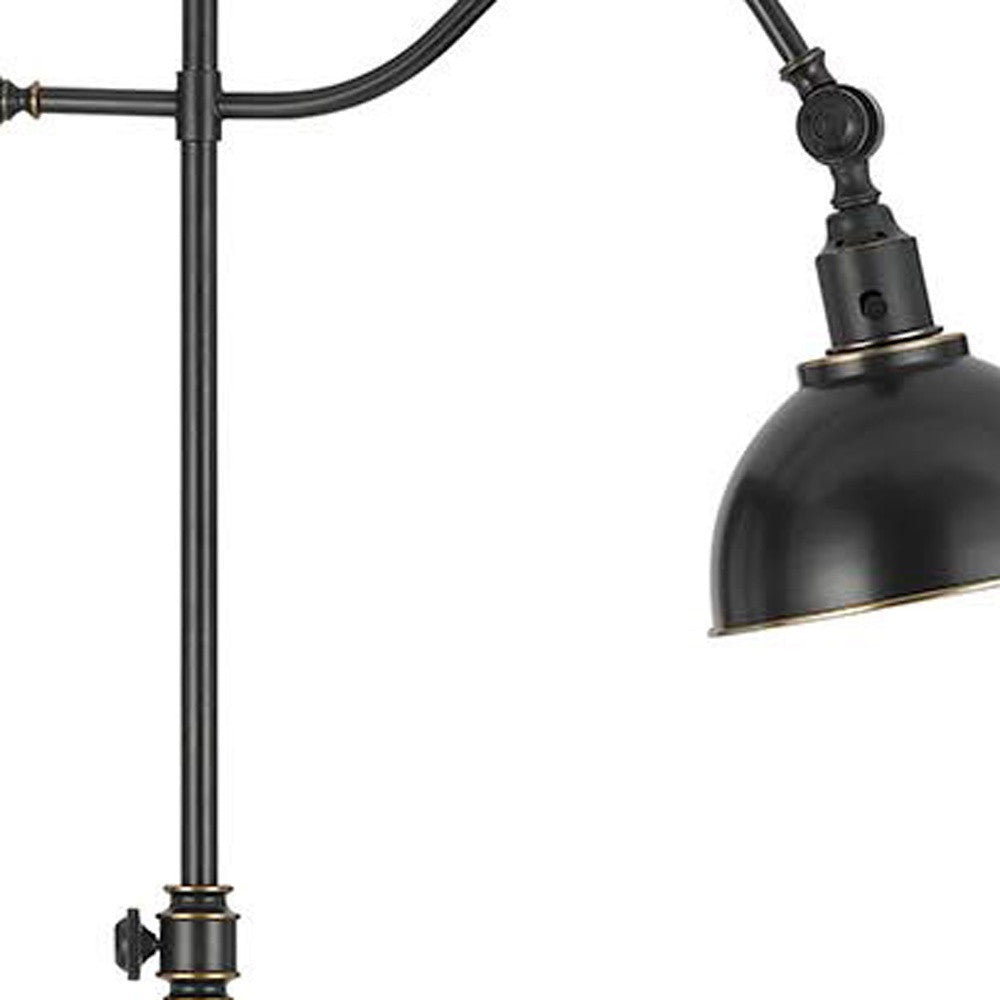 60" Bronze Adjustable Traditional Shaped Floor Lamp With Black Dome Shade