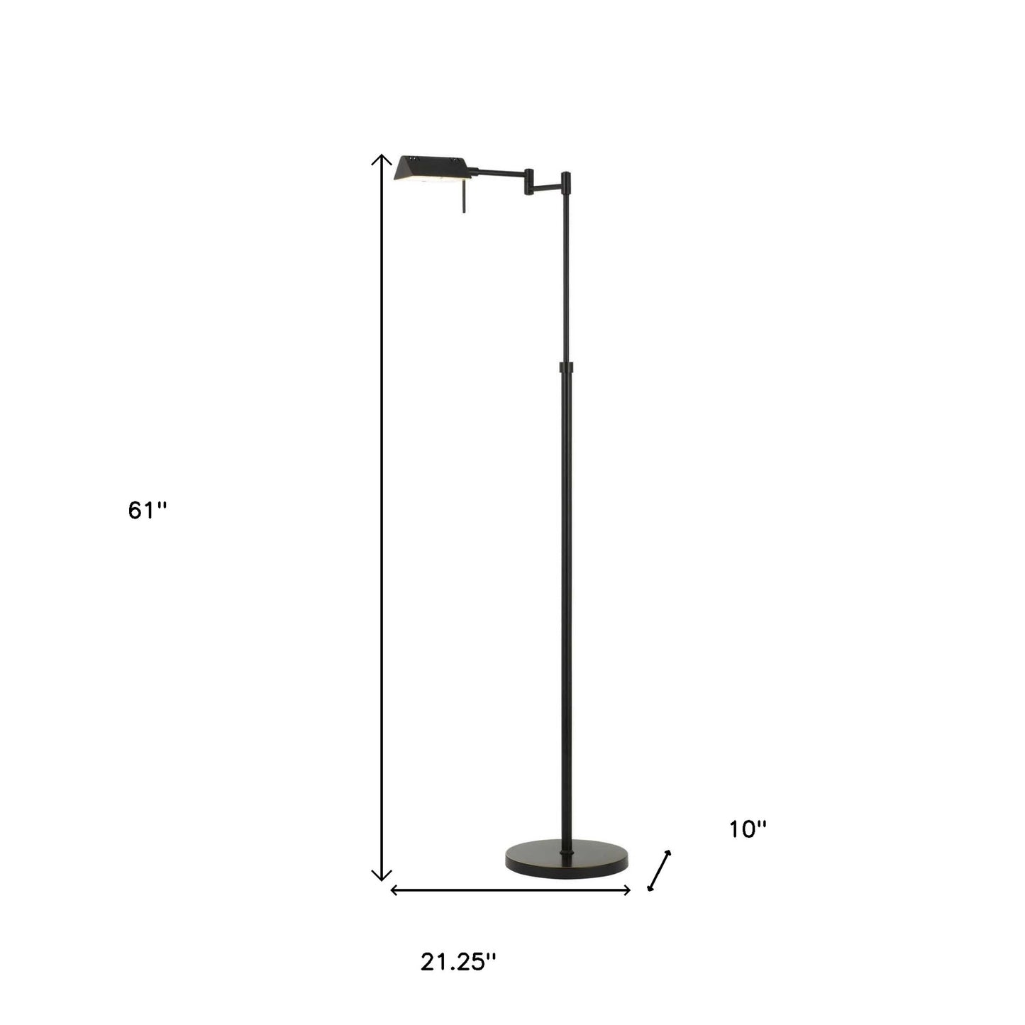 61" Bronze Adjustable Swing Arm Floor Lamp