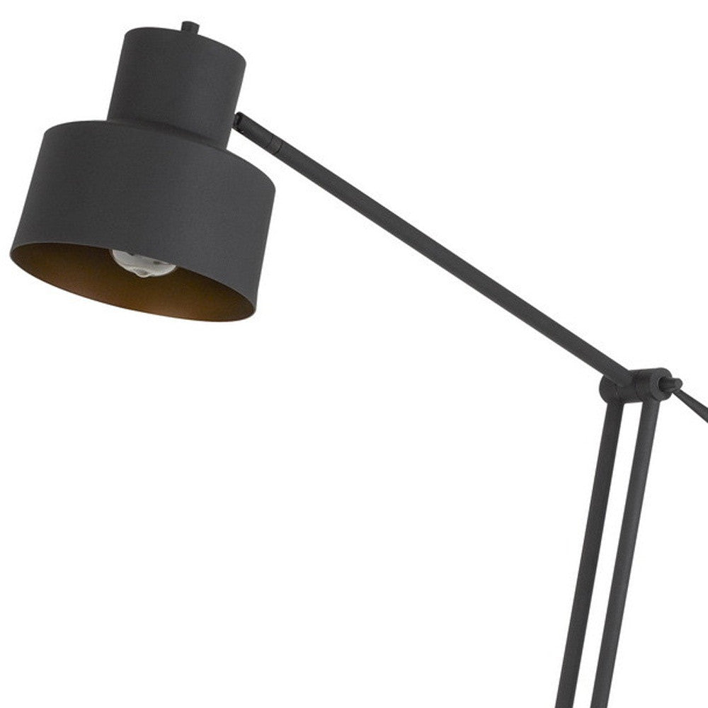 65" Black Adjustable Traditional Shaped Floor Lamp With Black Dome Shade