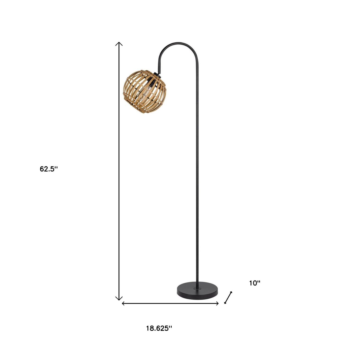 63" Black Traditional Shaped Floor Lamp With Brown Globe Shade