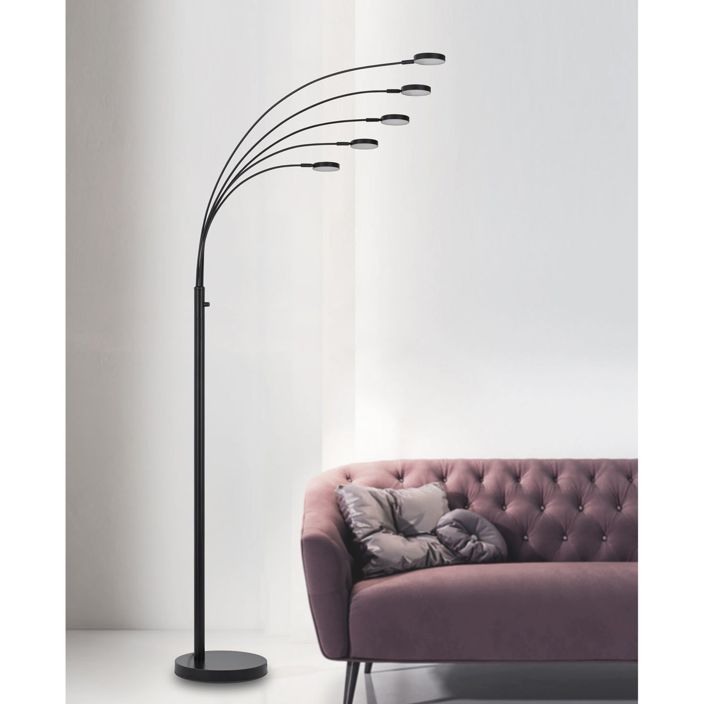 82" Bronze Five Light Led Arc Floor Lamp